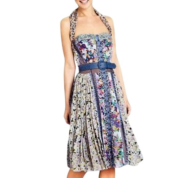 Anthropologie Byron Lars Beguile Patchwork Halter Midi Dress